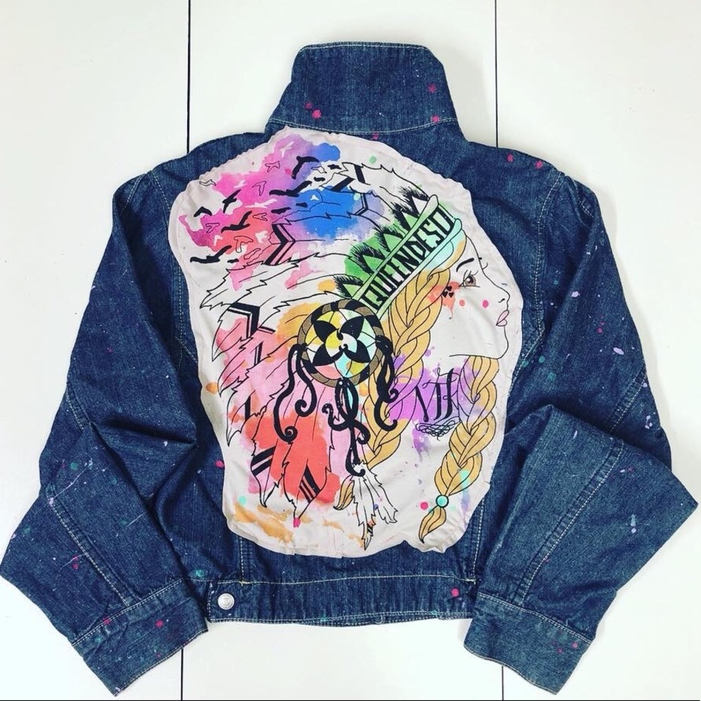 Custom painted and stitched Indian Head Watercolor